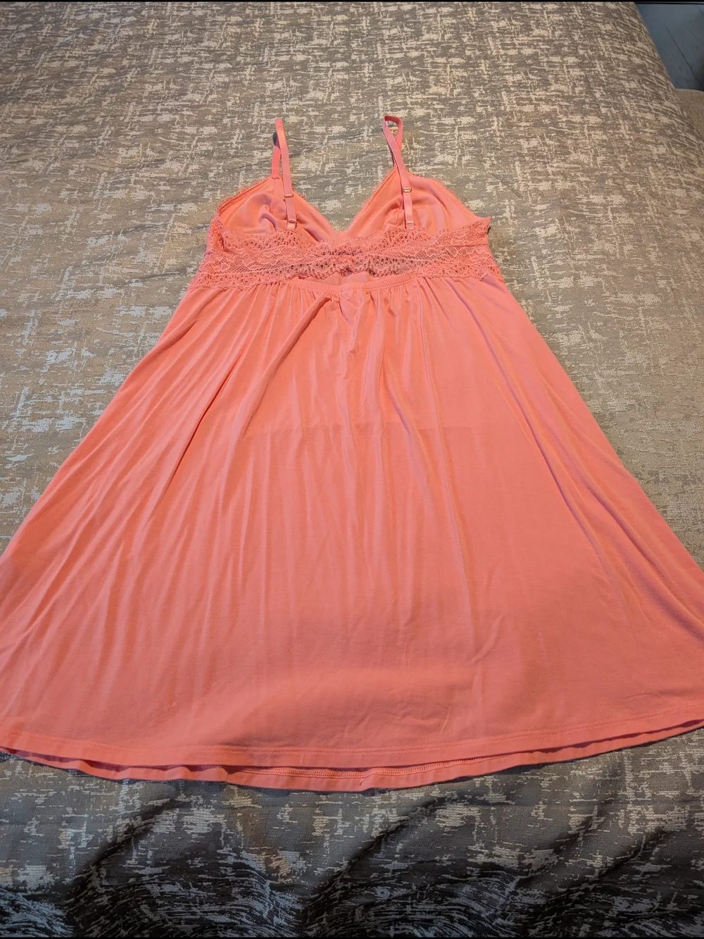 Soma Coral Cool Nights Lace-Trimmed Chemise with Matching Vanishing Edge Panty